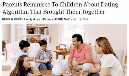 Les parents se souviennent aux enfants de l'algorithme de rencontre qui les a réunis