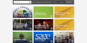 Schermata dei gruppi di anziani gay di Meetup.com