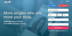 Screenshot der Zoosk-Homepage