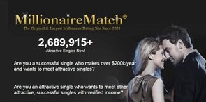 Schermata della homepage di MillionaireMatch.com