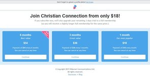 Screenshot der Zahlungspläne von Christian Connection