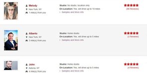 Screenshot der Suchergebnisse für LookBetterOnline-Fotografen