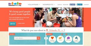Capture d'écran de la page d'accueil de VolunteerMatch