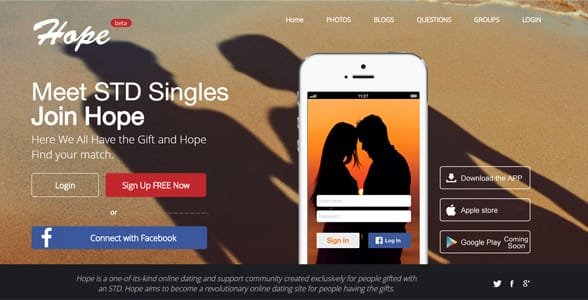 Screenshot der Hope-Homepage