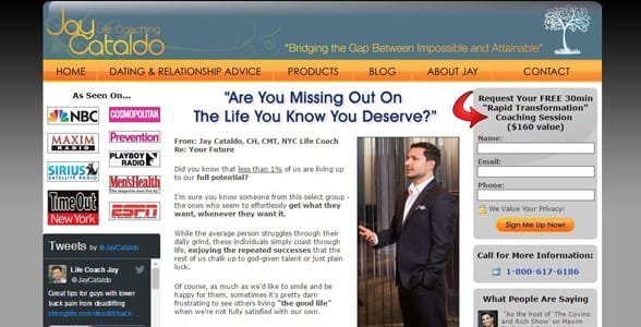 Screenshot der Website von Jay Cataldo