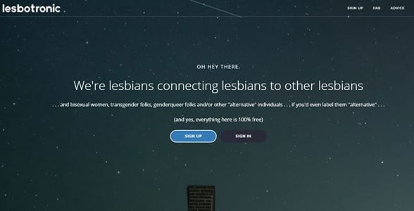 Screenshot z domovské stránky Lesbotronic