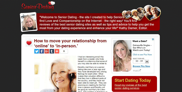 Screenshot der Homepage von Senior-Dating.org