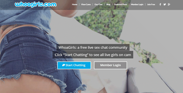 Capture d'écran de la page d'accueil de WhoaGirls