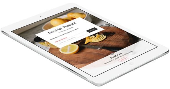 Captura de pantalla de TinyLetter en un iPad