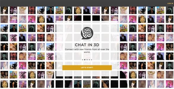 Captura de pantalla de la página de inicio de IMVU