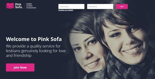 Screenshot van PinkSofa's homepage