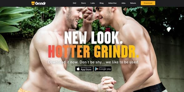 Capture d'écran de la page d'accueil Grindr