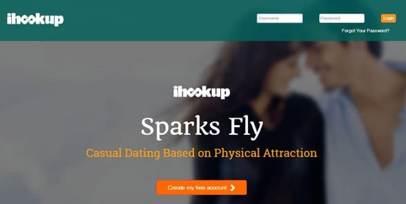Snímek obrazovky domovské stránky iHookup