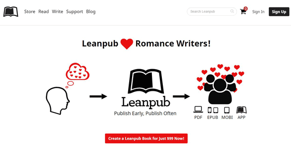 Capture d'écran d'une page de destination Leanpub