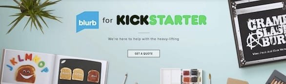 Captura de pantalla del banner de Blurb Kickstarter