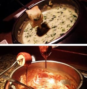 Foto von Schokoladen- und Käsefondue