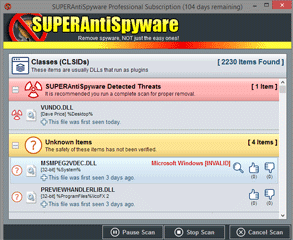 Screenshot des SUPERAntiSpyware System Investigators