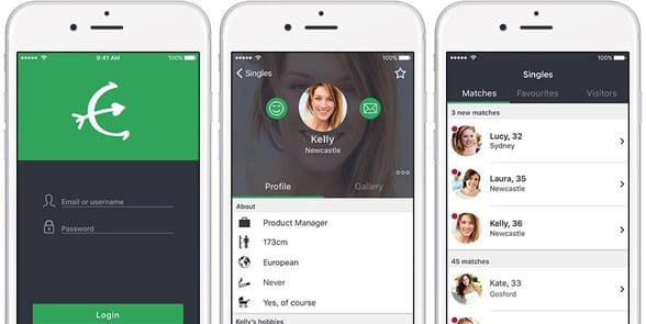 Screenshot van de Elite Singles-app
