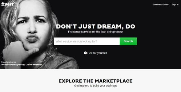 Screenshot der Homepage von Fiverr