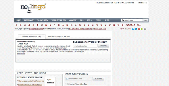 Schermata della homepage di NetLingo