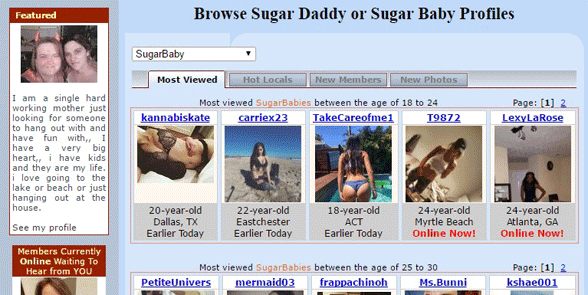 Screenshot der SugarDaddyForMe Browse-Seite