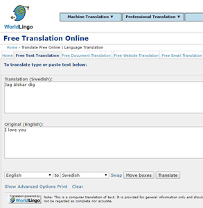 Screenshot von WorldLingo.com