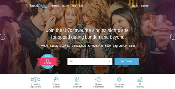 Screenshot der SpeedDater-Homepage