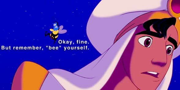 Foto von Genie, das Aladdin sagt, er solle du selbst sein