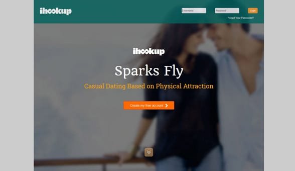 Captura de pantalla de la página de inicio de iHookup