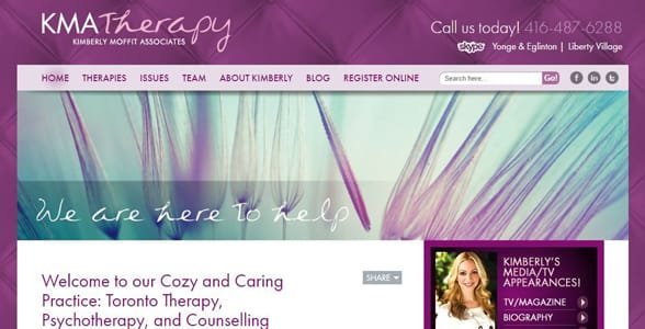 Screenshot der Website von KMA Therapy
