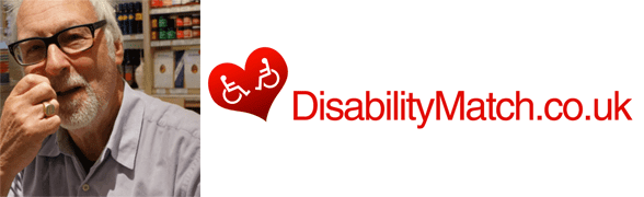 Collage van het hoofdschot van David Miller en het Disability Match-logo