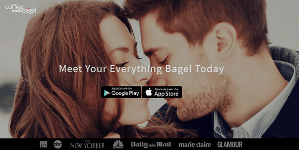 Screenshot der Coffee Meets Bagel-Homepage