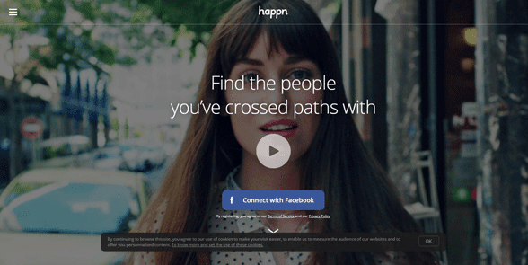 Screenshot der Happn-Homepage
