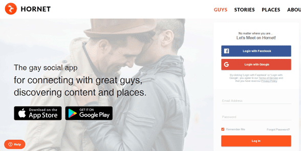 Screenshot der Hornet-Homepage