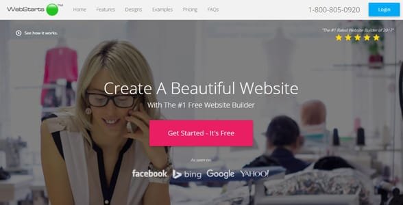 Capture d'écran de la page d'accueil WebStarts