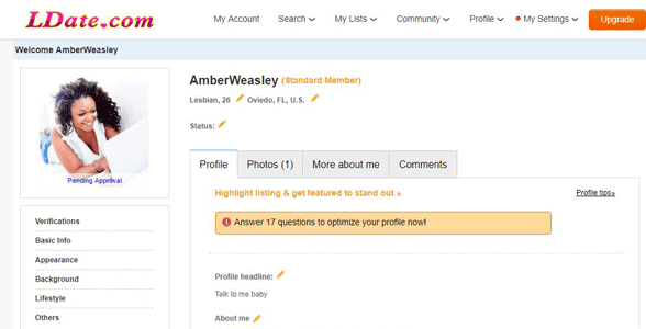 Screenshot eines LDate-Profils