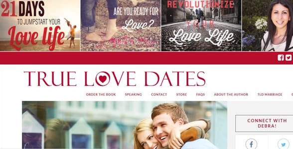 Capture d'écran de la page d'accueil TrueLoveDates