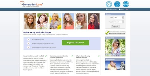 Capture d'écran du site Web de GenerationLove