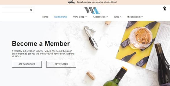Schermata del sito Web di Wine Awesomeness