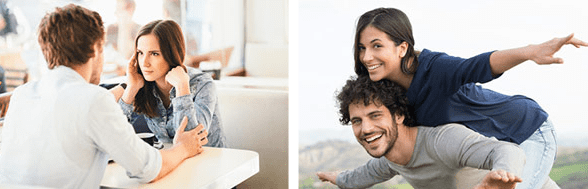 Collage de photos de couples à des rendez-vous