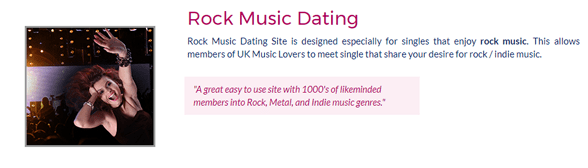 Zrzut ekranu strony rockowej UK Music Lovers