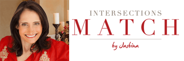 Jasbina Ahluwalias Kopfschuss und das Intersections Match-Logo
