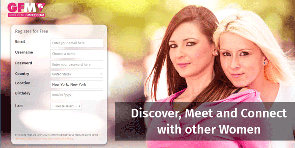Schermata della homepage di GirlFriendsMeet