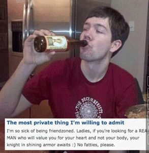 Screenshot eines OkCupid-Benutzers, der es satt hat, in Friendzone zu sein