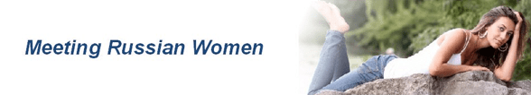 Das Logo von Meeting Russian Women und ein Foto einer Frau 