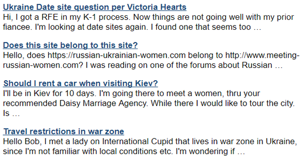 Screenshot der Leserfragen von Treffen mit russischen Frauen