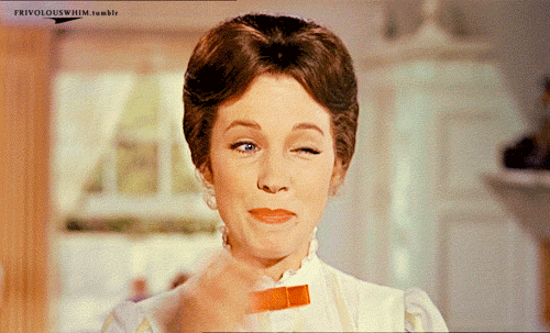 GIF von Mary Poppins, die mit dem Finger schnippt