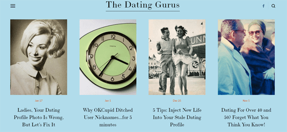 Capture d'écran de la page de conseils de profil de rencontre The Dating Gurus