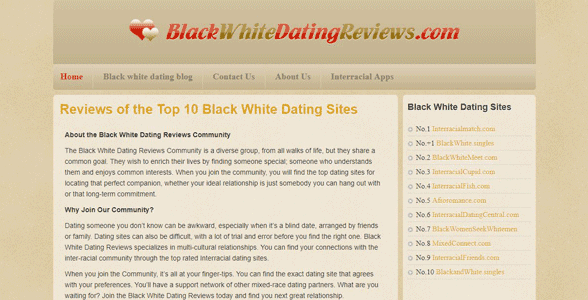 Capture d'écran de BlackWhiteDatingReviews.com