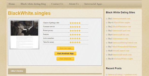 Capture d'écran d'un avis sur BlackWhiteDatingReviews.com